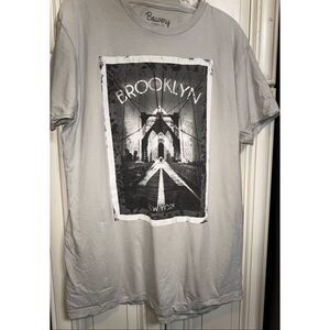 Bowery Supply Co. Women's Cotton Brooklyn Graphic T-Shirt Light Gray Size Large